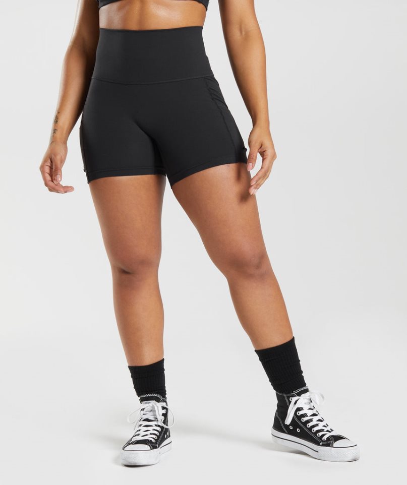 Szorty Gymshark Legacy Ruched Tight Damskie Czarne | PL 728XKI